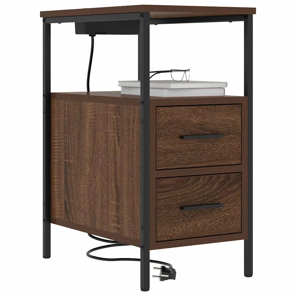 Comodino | Armadio da Notte | Mobiletto da notte con cassetto Rovere Marrone 30 x 48 x 61 cm