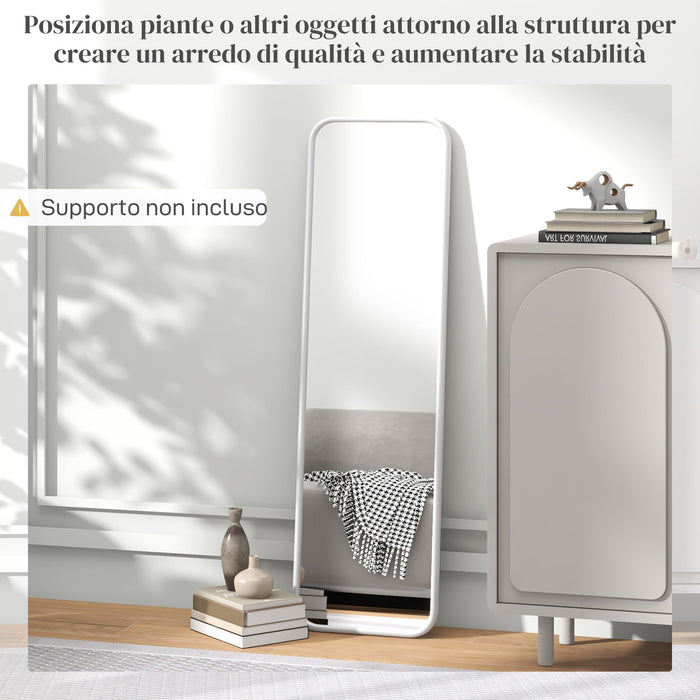 Specchio Verticale da Parete o da Terra 35x2x120 cm Cornice in MDF con Bordi Arrotondati Bianco