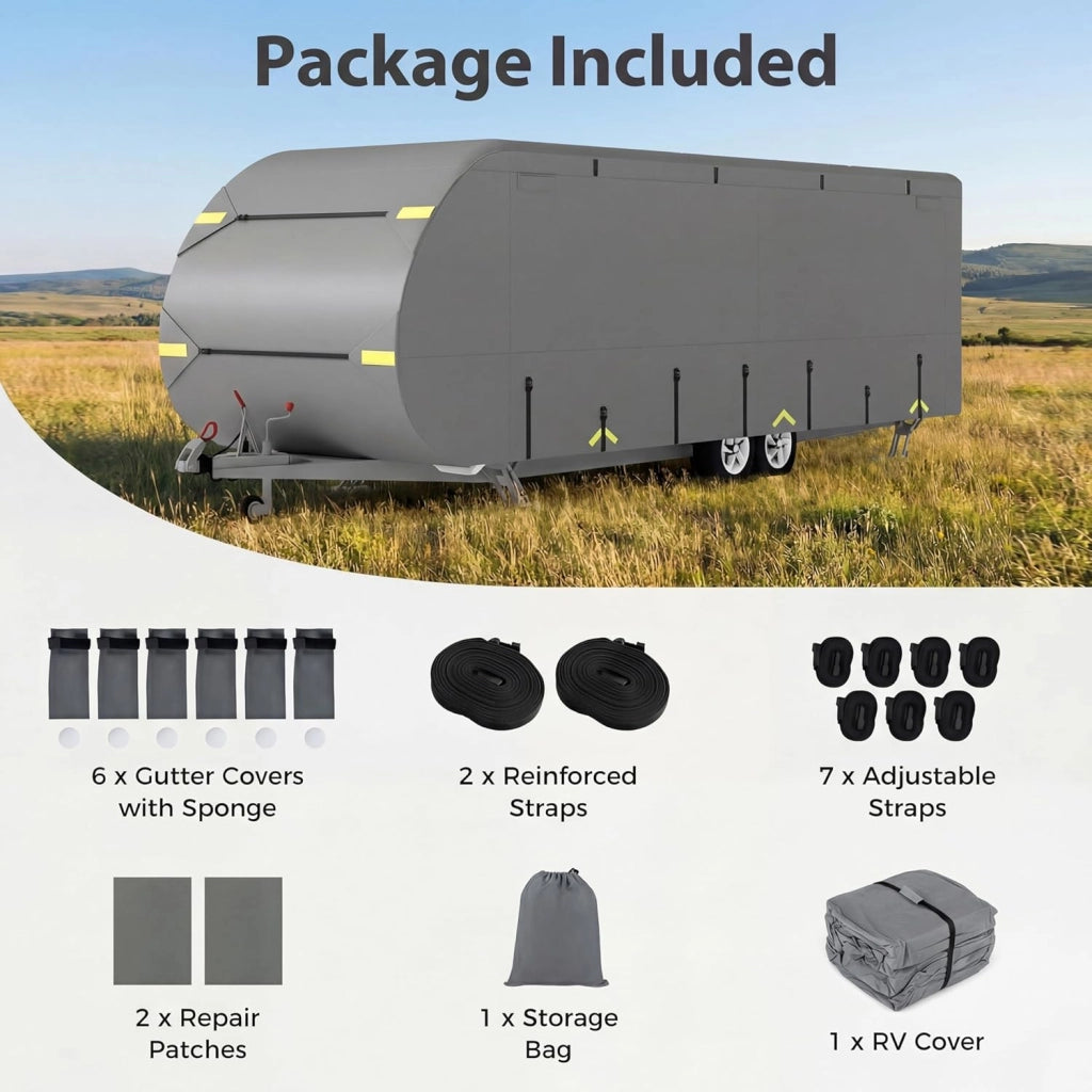 Copertura di Protezione per Camper, Telo Copri Caravan in Tessuto a 5 Strati, Cover Roulotte, Traspirante, Resistente a Vento, Acqua e Sole, con Borsa Trasporto (620 x 267 x 274cm)