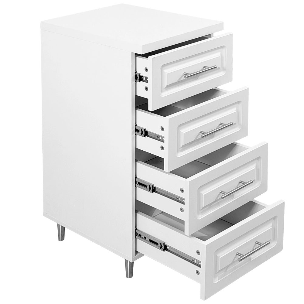 Cassettiera per Cucina Mobile Design Boiserie 4 Cassetti in Legno Colore Bianco