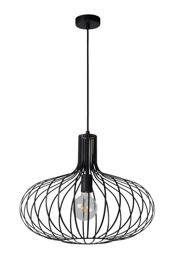 Lampada a sospensione Lucide Manuela metallo nero E27 Ø50
