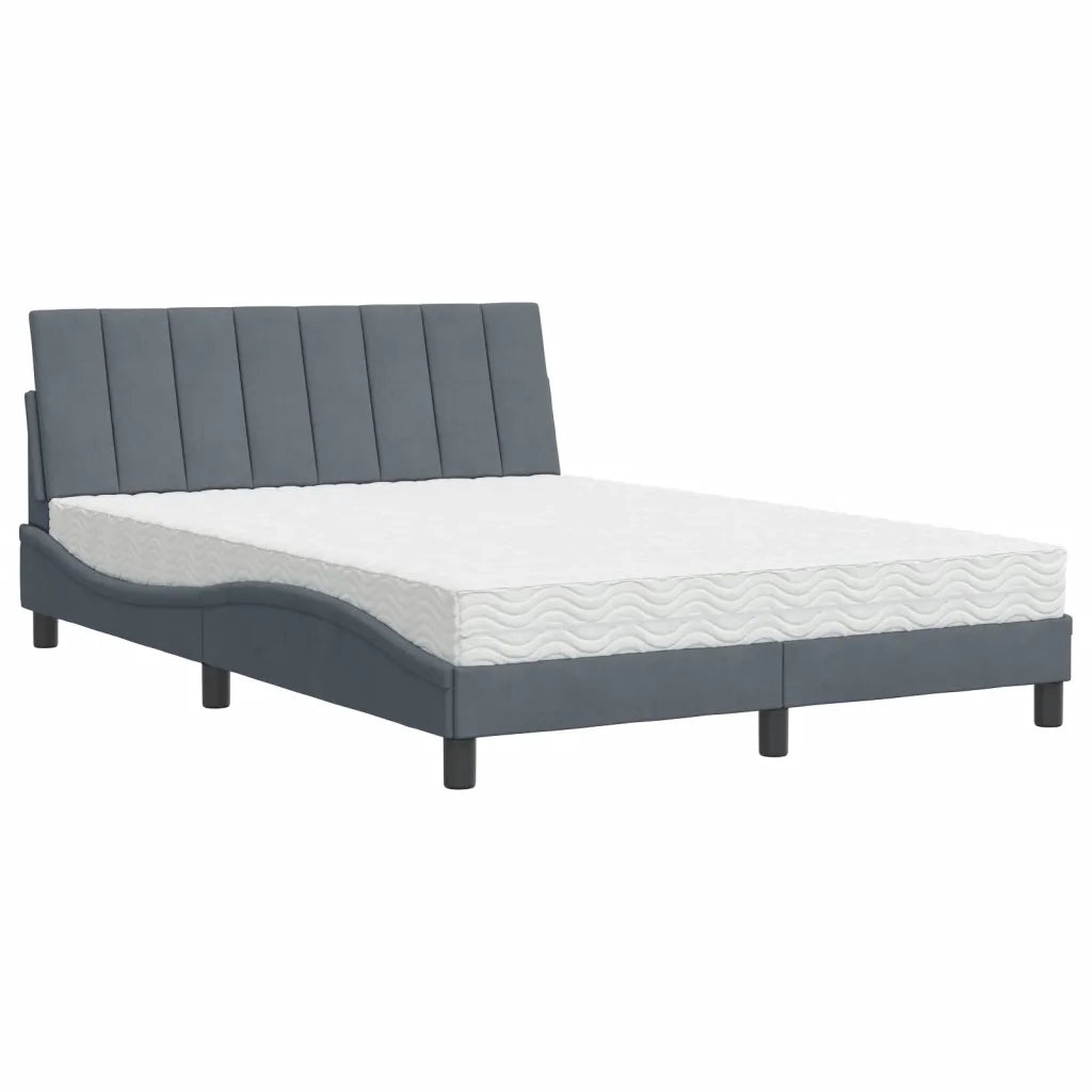 Letto con Materasso Grigio Scuro 140x200 cm in Velluto