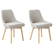 Set di 2 Sedie da Pranzo Gambe in Legno e Tessuto grigio chiaro Sedile spesso imbottito