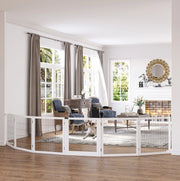 Cancelletto pieghevole per cani in legno bianco 432 x 70 cm