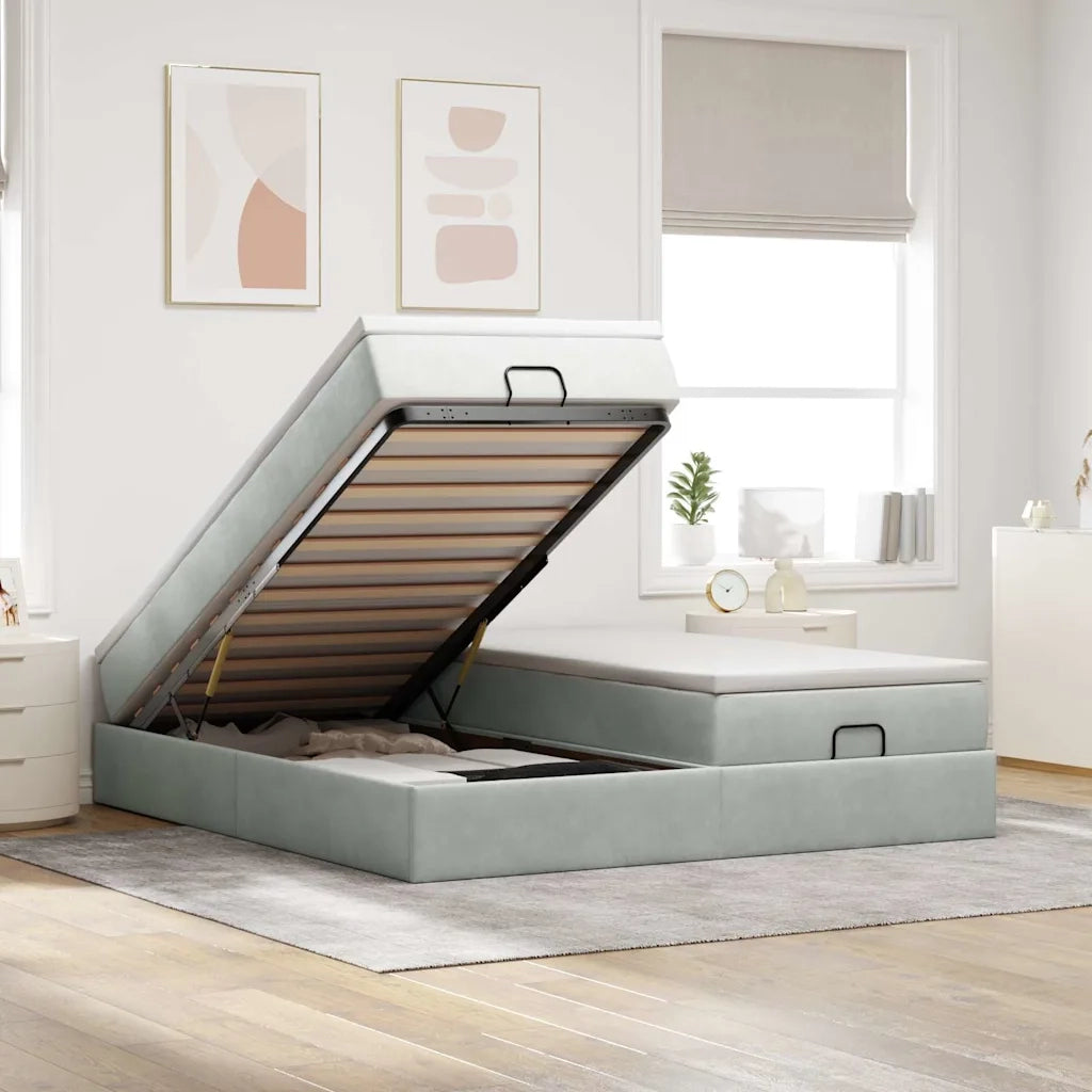 Struttura Letto Pouf con Materassi 160x200 cm in Velluto 3311255