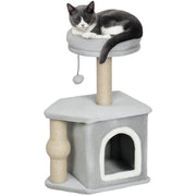 Albero tiragraffi per gatti con letto ¨C zephmum ¨C grigio chiaro 42x30x66 cm