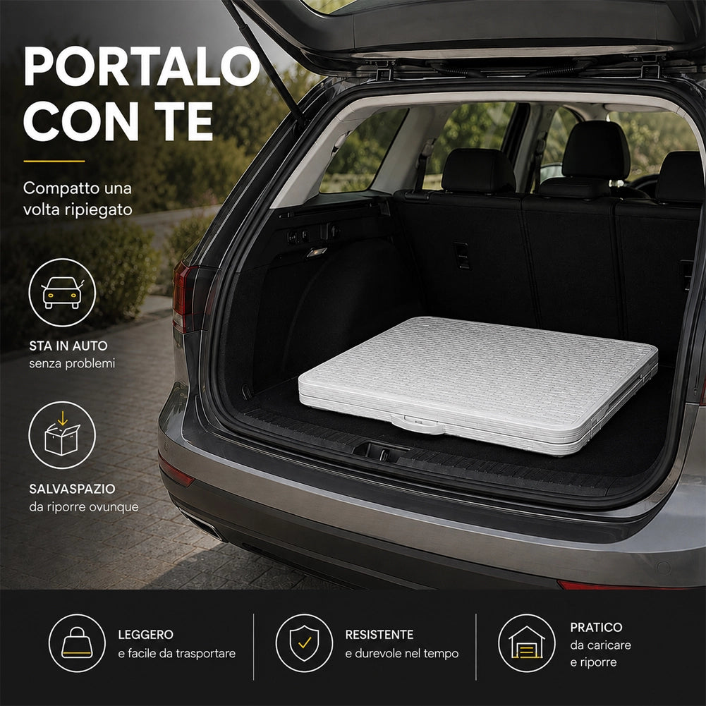 Tavolo Pieghevole Bianco Polyrattan Resistente Tavolino da Esterno 180x74x74cm