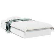 Letto singolo | Letto per adulti | Giroletto con Cassetti Bianco 75x190 cm in Legno Multistrato