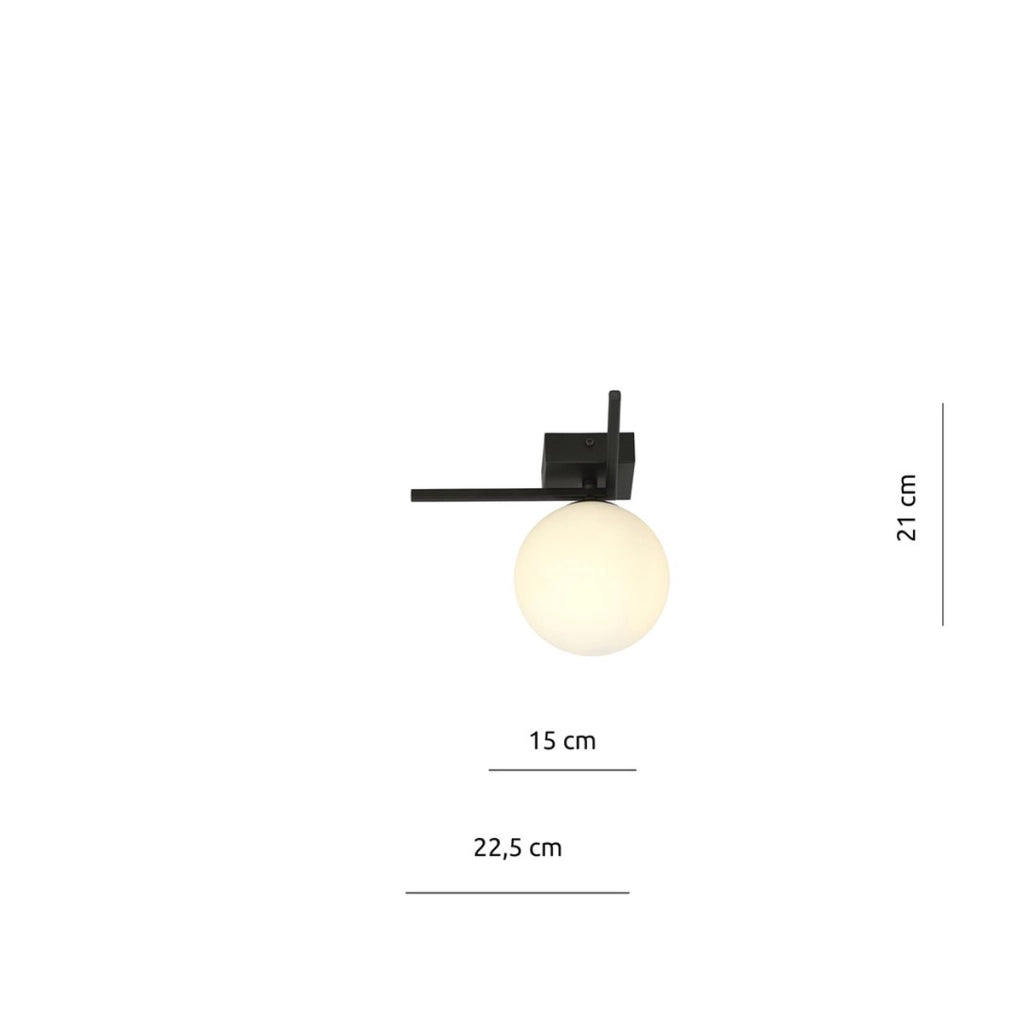 Lampada da soffitto IMAGO in acciaio nero e vetro opale