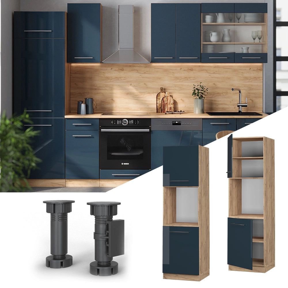 Vicco Armadi da cucina  Blu scuro lucido 60 cm aperto