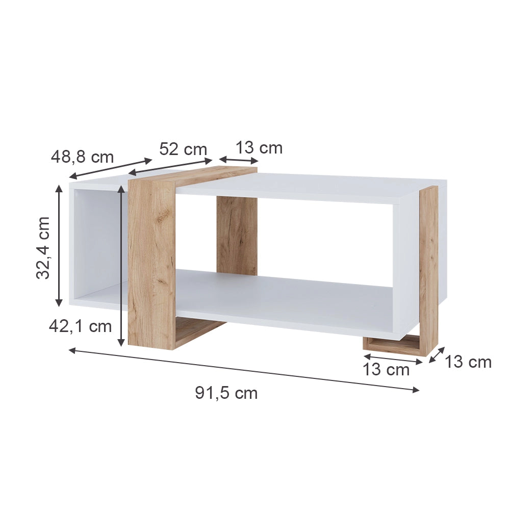 Vicco Tavolino Rovere bianco/dorato 91.5 x 52 cm