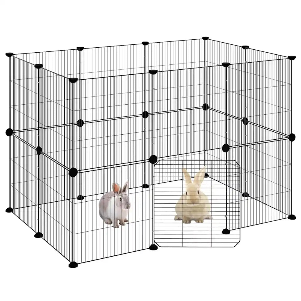 Gabbia per Animali 20 Pannelli con Porta Nera 35x35 cm Acciaio 3114043