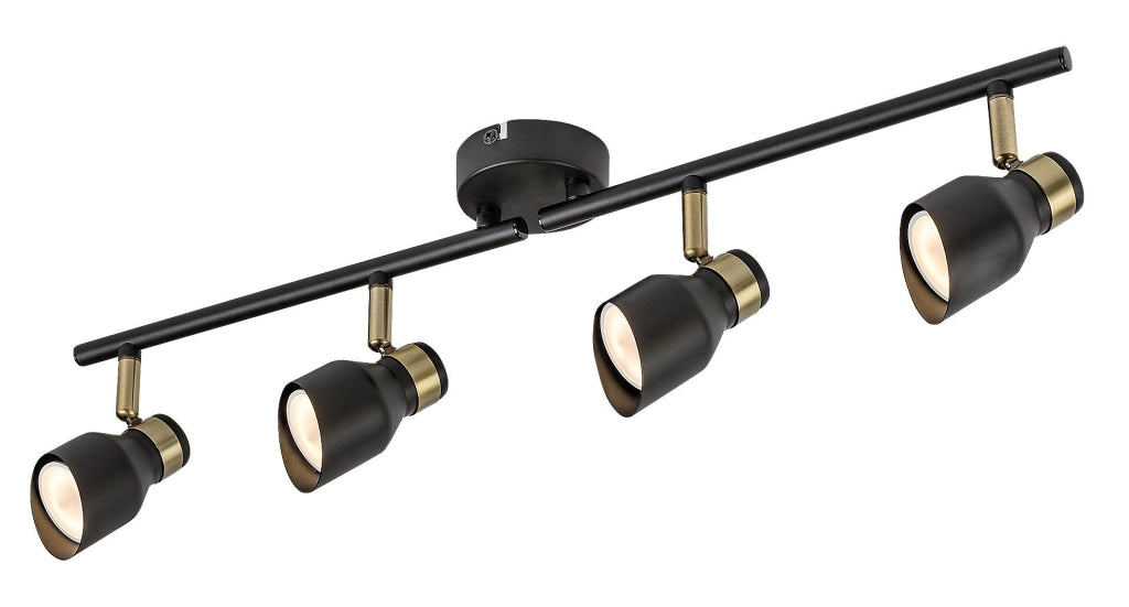 Plafoniera nero oro 4 spot orientabili GU10 Lilou Rabalux