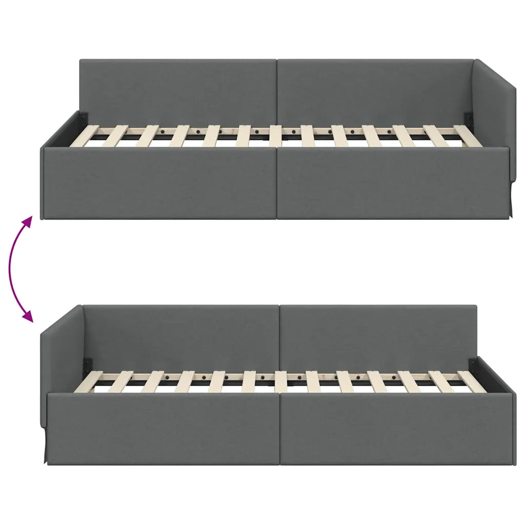 Cornice del letto ad angolo Grigio scuro 90 cm x 200 cm Tessuto 42016044