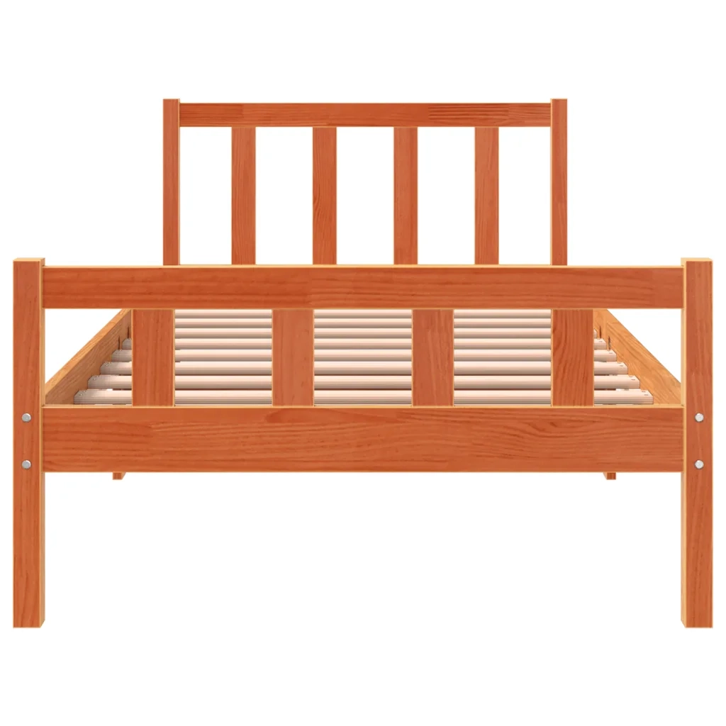 Letto senza Materasso Marrone Cera 75x190 cm in Legno di Pino
