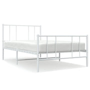 Letto singolo | Letto per adulti | Giroletto con Testiera e Pediera Metallo Bianco 107x203 cm