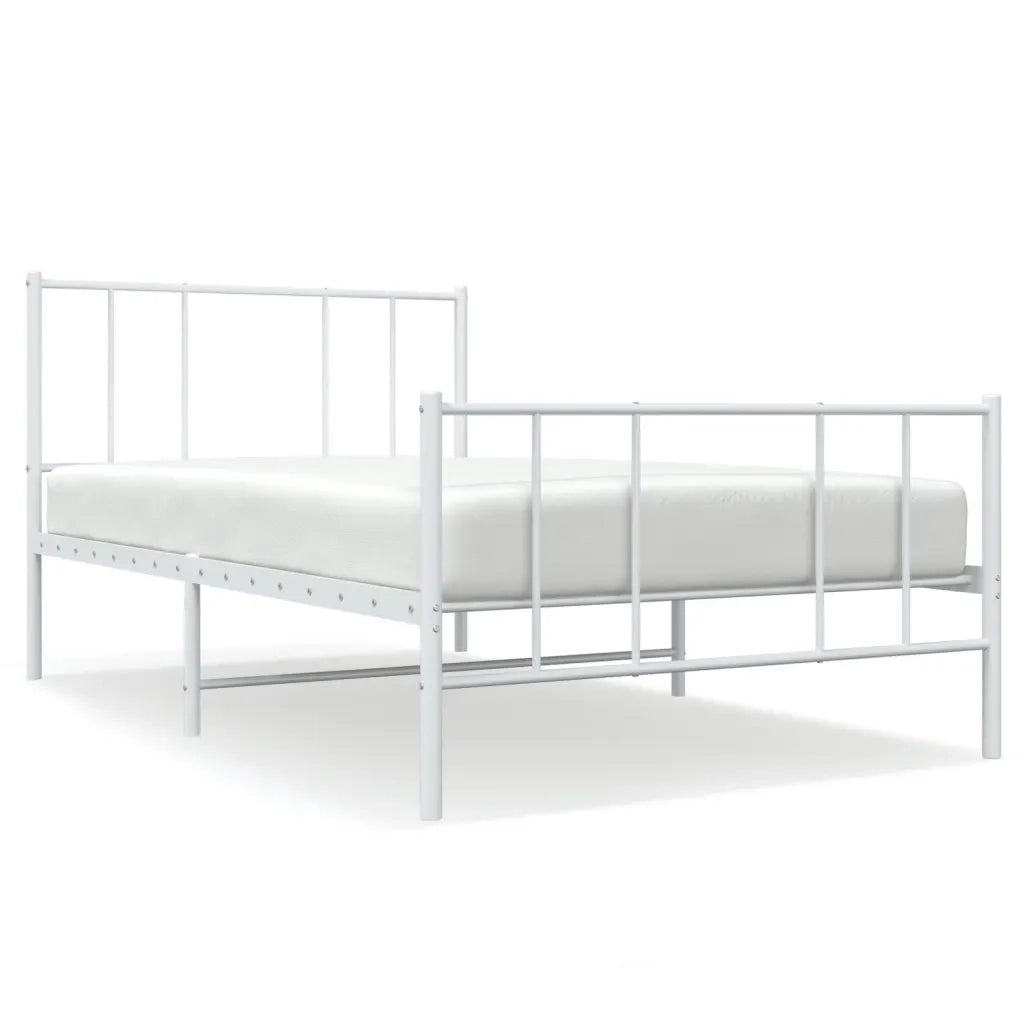 Letto singolo | Letto per adulti | Giroletto con Testiera e Pediera Metallo Bianco 107x203 cm
