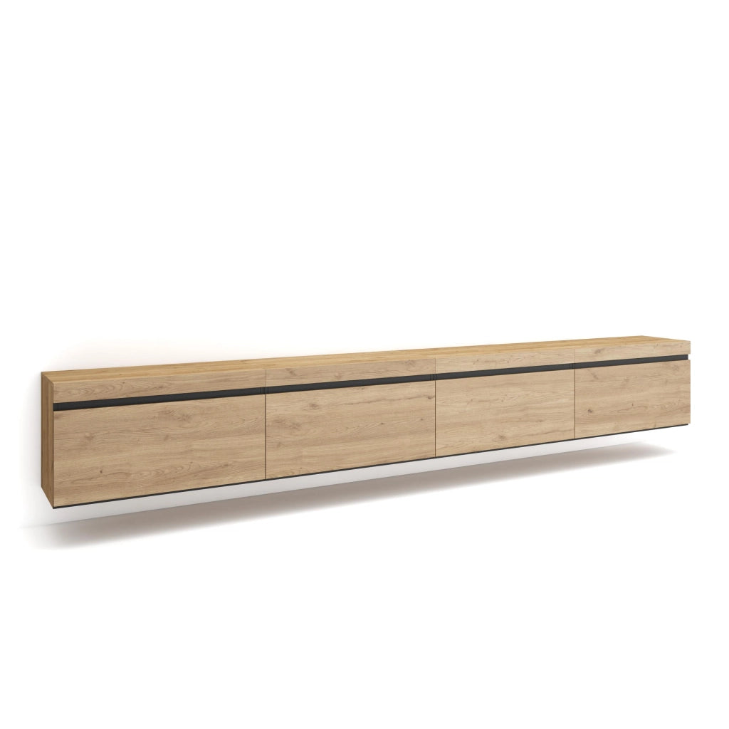 Mobile TV Soggiorno, 320x35x45cm, TV di grande formato, da appendere, colore Rovere RF3630