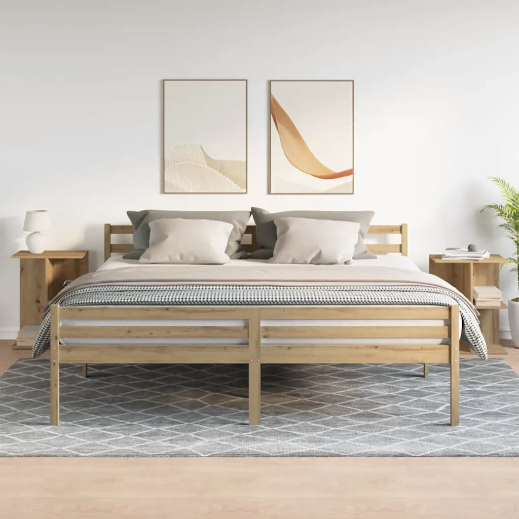 Set di 2 Comodini | Armadio da Notte | Mobiletto da notte Rovere Artigianale 46,5x29x61cm Legno Multistrato
