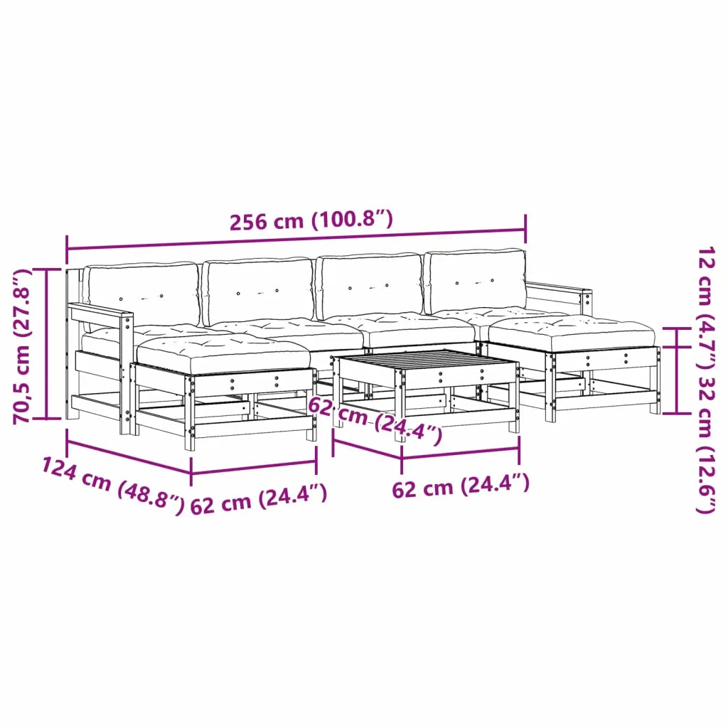 Set Lounge da Giardino 7 pcs Marrone Cerato