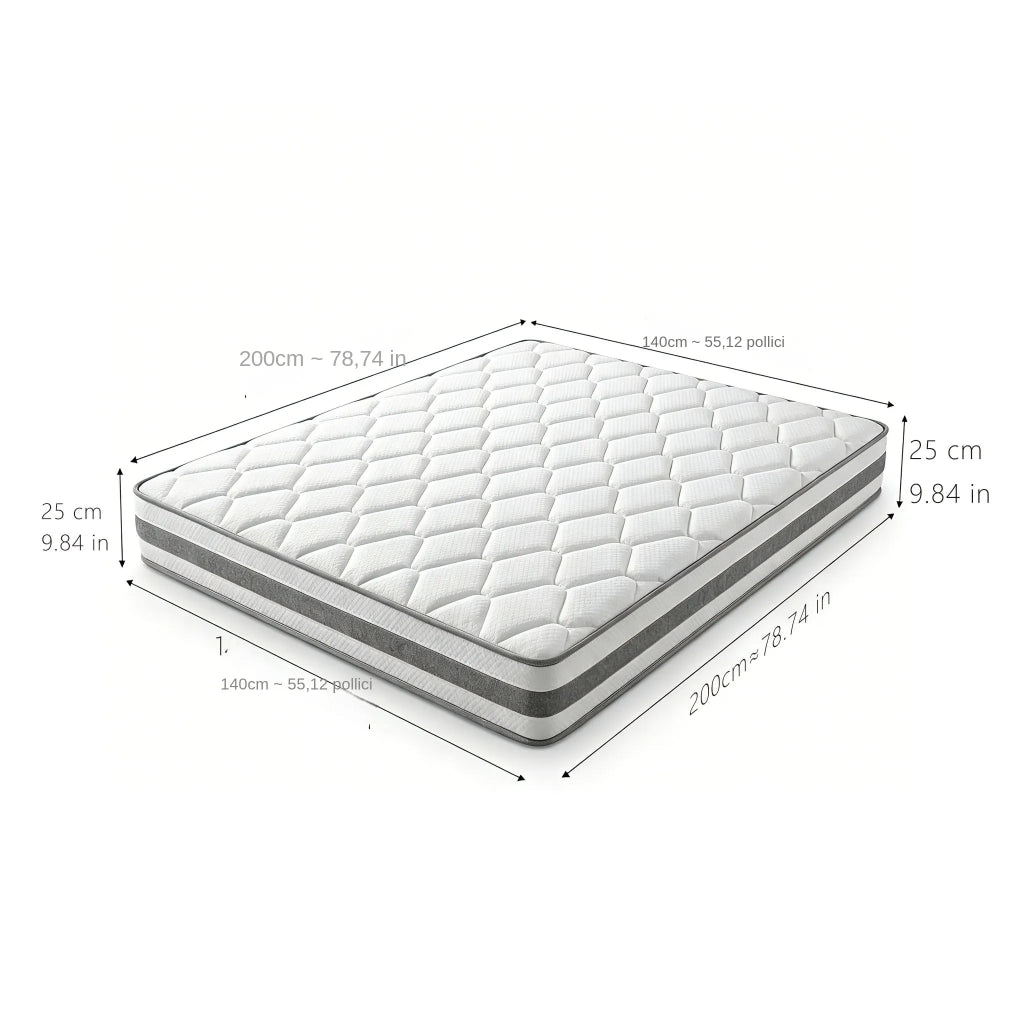 Materasso a Molle Insacchettate 7 Zone con Comfort Foam Rigidità H4 140x200x25 cm; Bianco