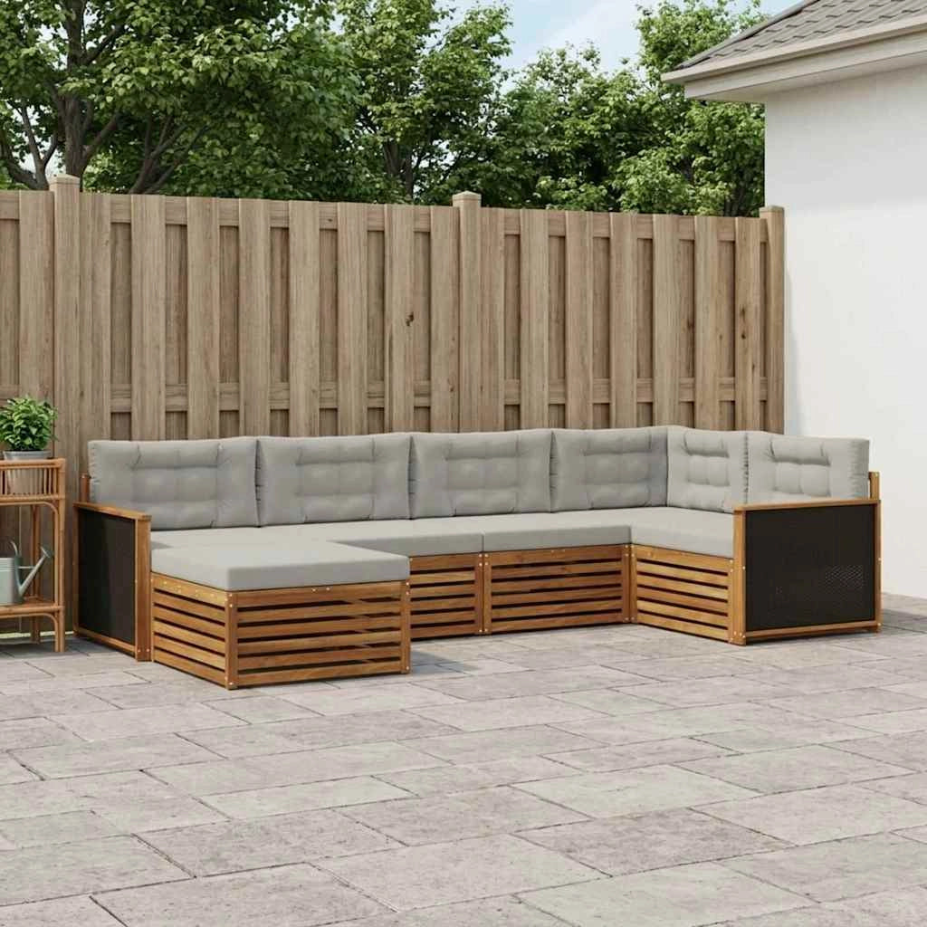 Set di divani da esterno 6 pz Naturale e Grigio Chiaro 3383554