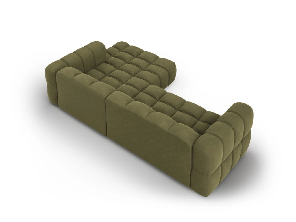 Cosmopolitan Design - Divano angolare modulare destro "Sky" 4 posti in velluto verde chiaro 