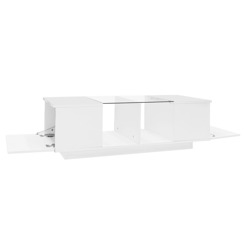 TAVOLO DA CAFFÈ Moderno 120 x 50 x 38,5 cm Bianco con LED e piano in vetro