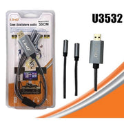 Trade Shop - Adattatore Audio Usb Maschio A 2 Jack Aux 3.5mm Femmina Microfono Cavo 30cm U3532 -