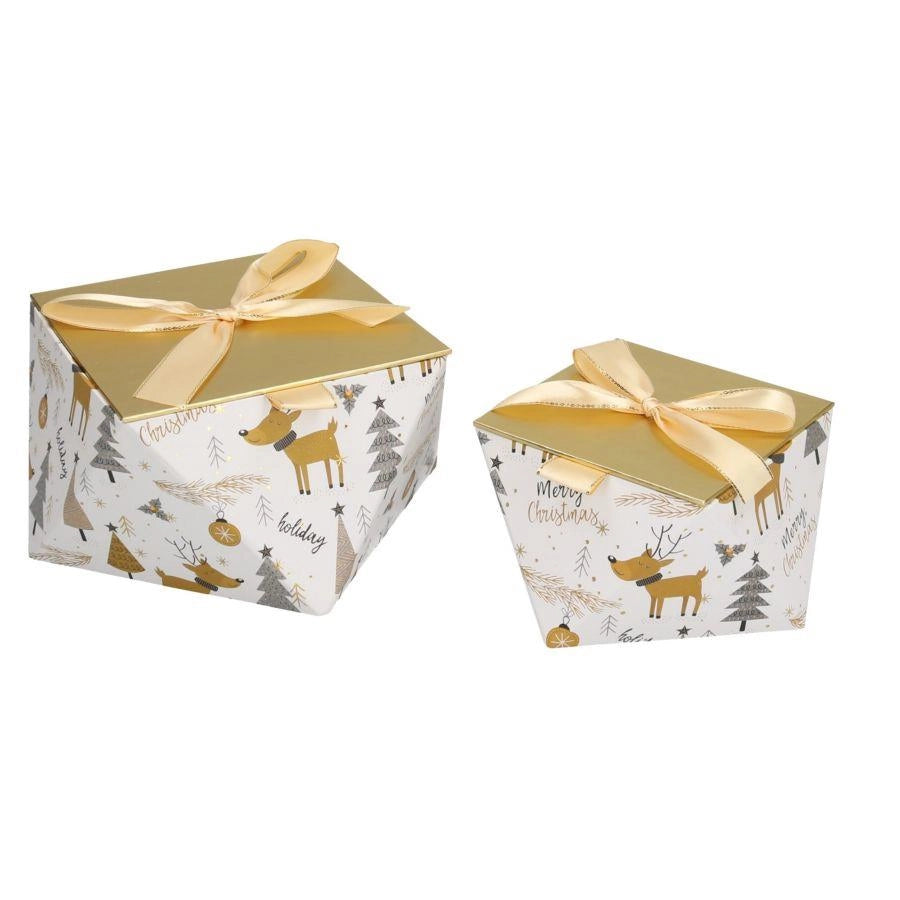 Scatola cartone 1-2 bianco oro cm20,9x20,9h10