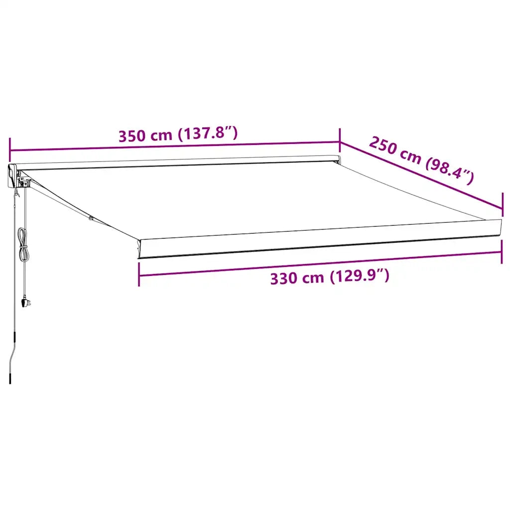 Tenda Retrattile Antracite e Bianca 3,5x2,5m Tessuto/Alluminio