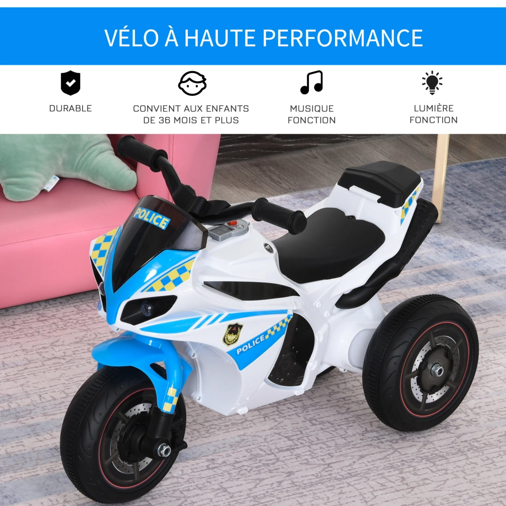 Moto Cavalcabile Bambini con Effetti Luminosi e Musicali ¨C Xylo ¨C Blu e Bianco con Vano Portaoggetti