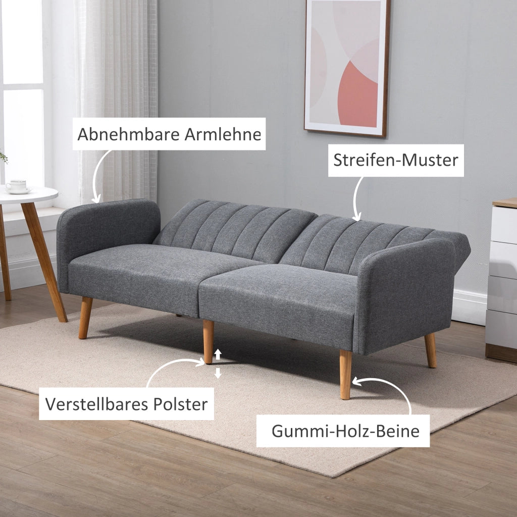 Divano letto 2 posti in tessuto ¨C Minimal ¨C grigio 173x75x73 cm