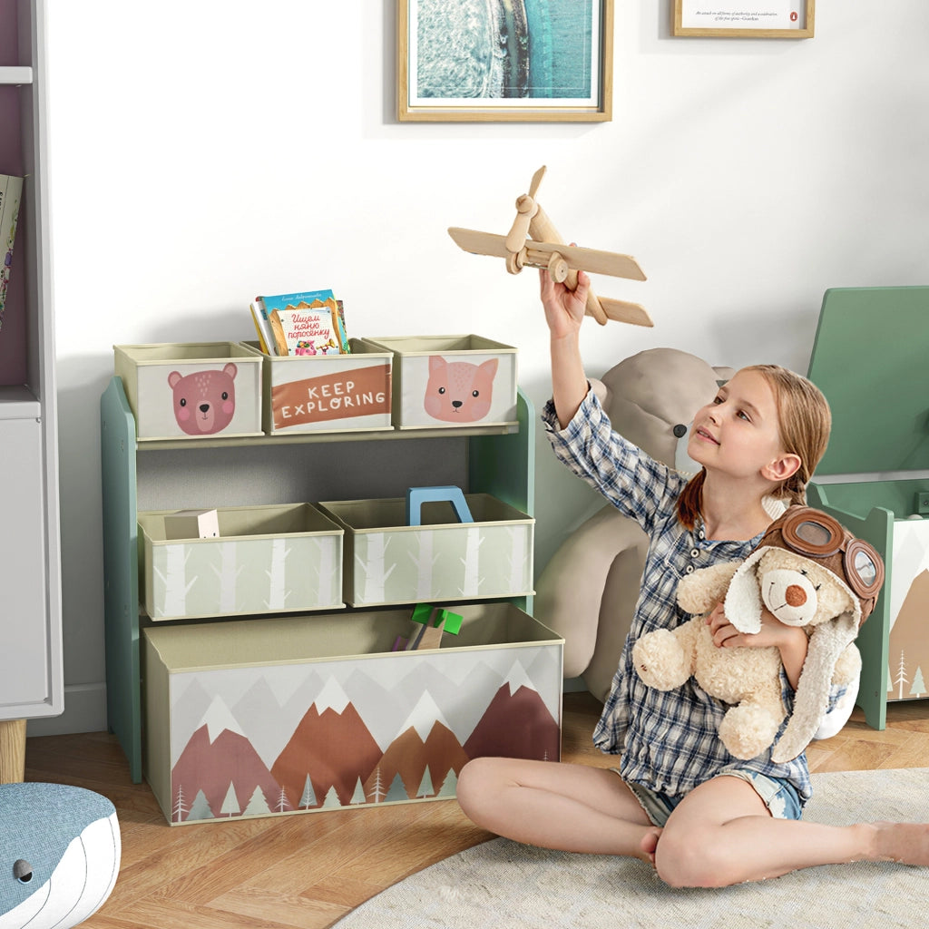 Casetta per bambini con 6 contenitori in tessuto ¨C Minimal ¨C 63x30x66 cm
