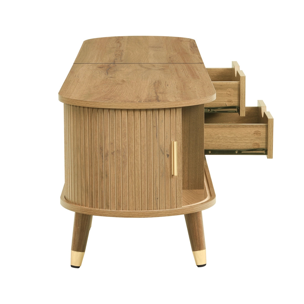 Mobile TV con 2 Ante Scorrevoli; Cassetti e Vani Aperti; Gestione dei Cavi; Soggiorno; 175 × 38 × 45 cm