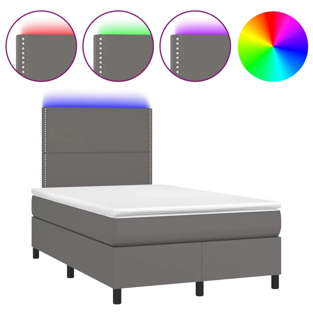 Giroletto Molle con Materasso e LED Grigio 120x190cm Similpelle 3270291