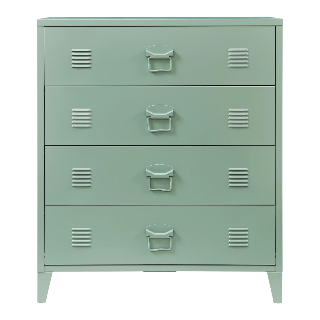 Cassettiera Hämeenlinna Comò in Acciaio con 4 Cassetti 92 x 80 x 40 cm Verde opaco [en.casa]