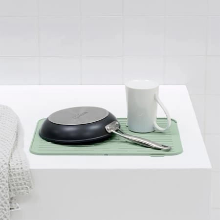 Brabantia 203329 Sinkside Tappetino Scolapiatti in Silicone Lavabile in Lavastoviglie Pieghevole Antiscivolo con Bordi Rialzati per Asciugatura Stoviglie colore Verde Giada