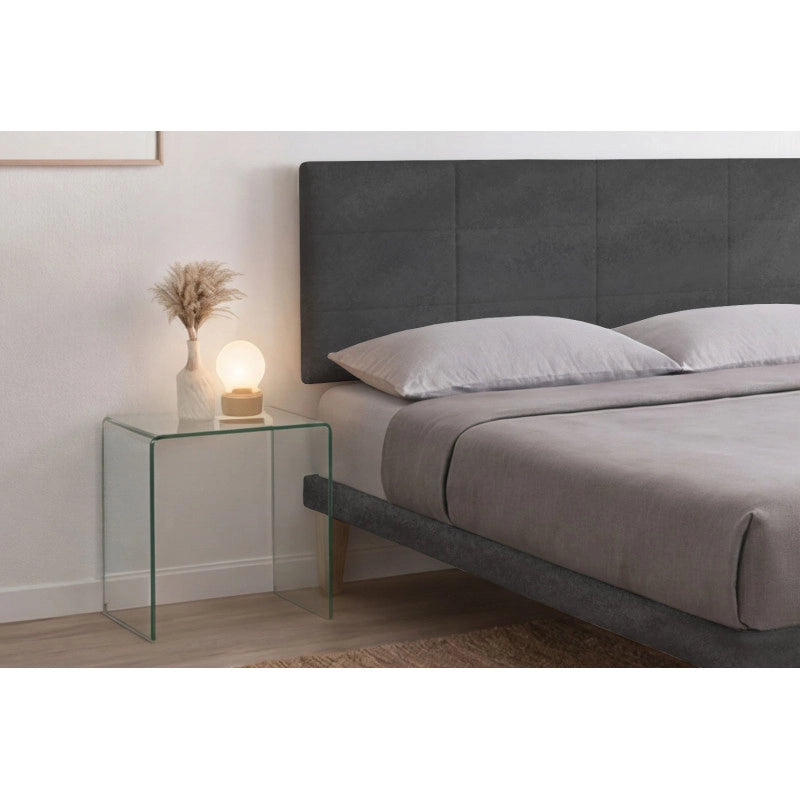 Letto imbottito Letto Matrimoniale alla Francese 140x200 cm Square - Con rete,Microfibra,Grigio