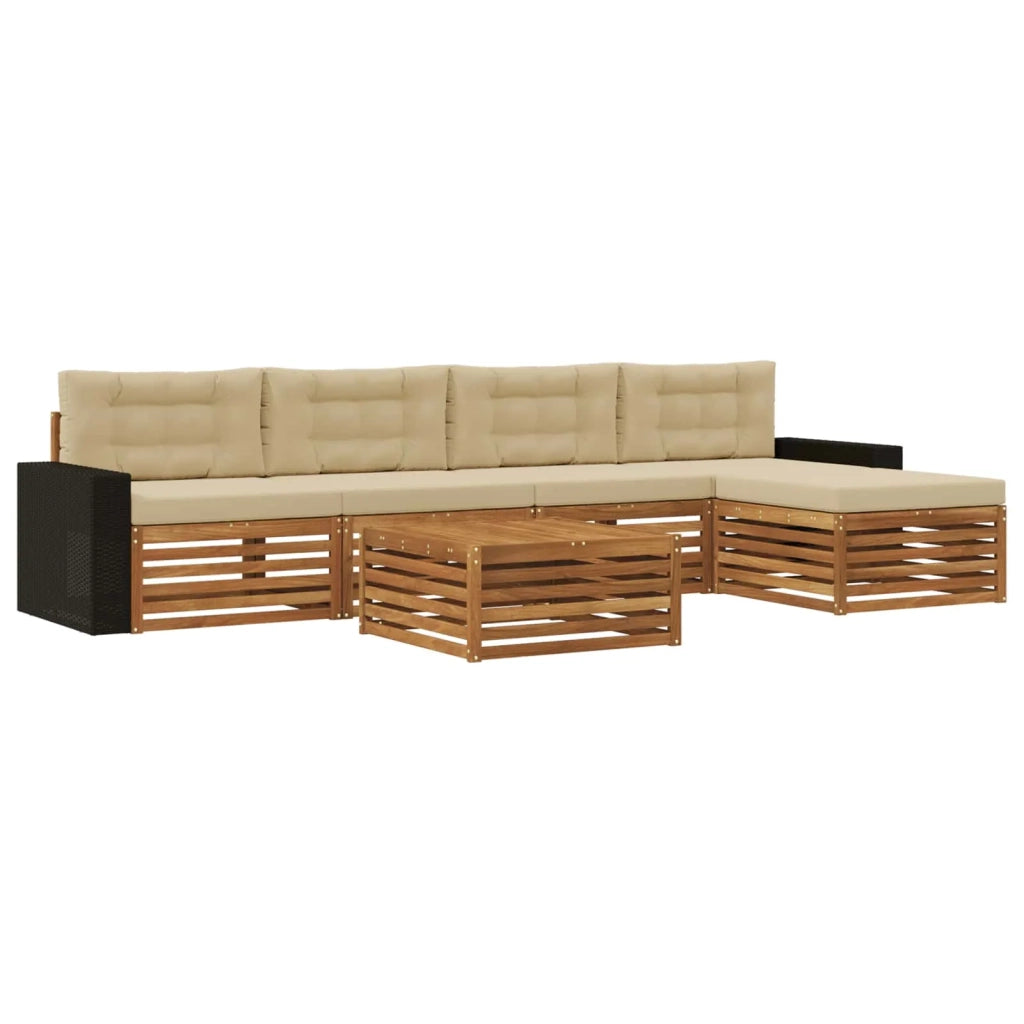 Set di divani da esterno 6 pcs Naturale e Beige 79 x 79 x 37 cm 3383276