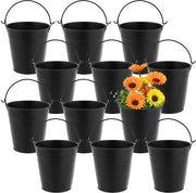 Emiciclo in Metallo 10 cm - 12 Pezzi - Galvanizzato - Cesto a Sospensione con Fiori - Leggero - Decorazione Rustica - Manico - Vaso per Piante