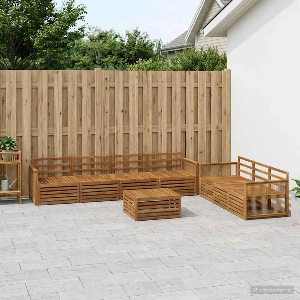 Set di divani da esterno 8 pz Naturale Legno di Acacia Massello 3383117