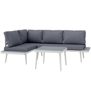 Set Salotto da Giardino 2 Divani con Schienale Regolabile e Tavolino a Doghe Grigio