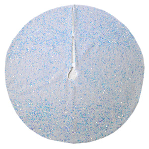 Copri base albero tessuto con pailette argento cm Ø90