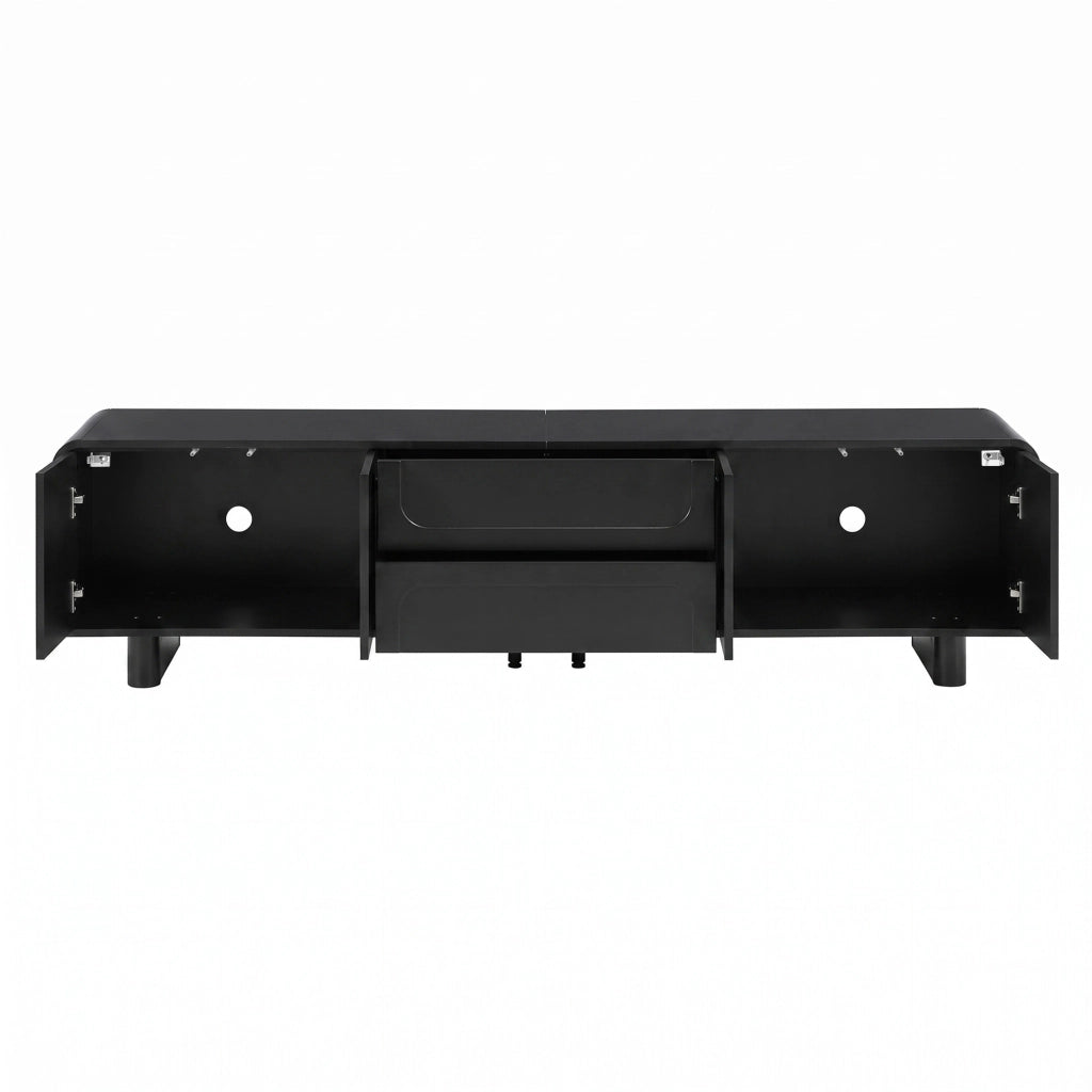 Mobile TV basso nero 180x40x46 cm con 4 ante; 2 cassetti e passacavi