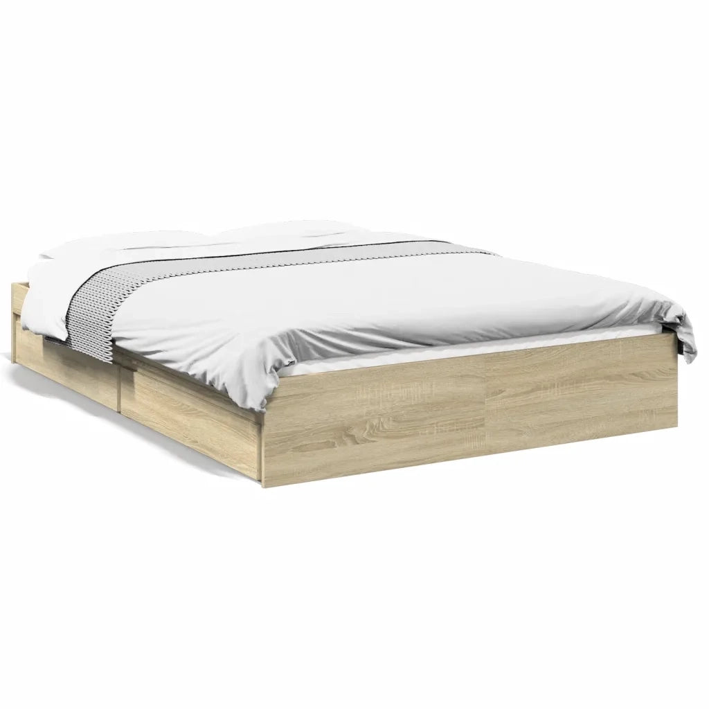 Giroletto Cassetti-Struttura Letto con contenitore Rovere Sonoma 140x200 cm Legno Multistrato 372414