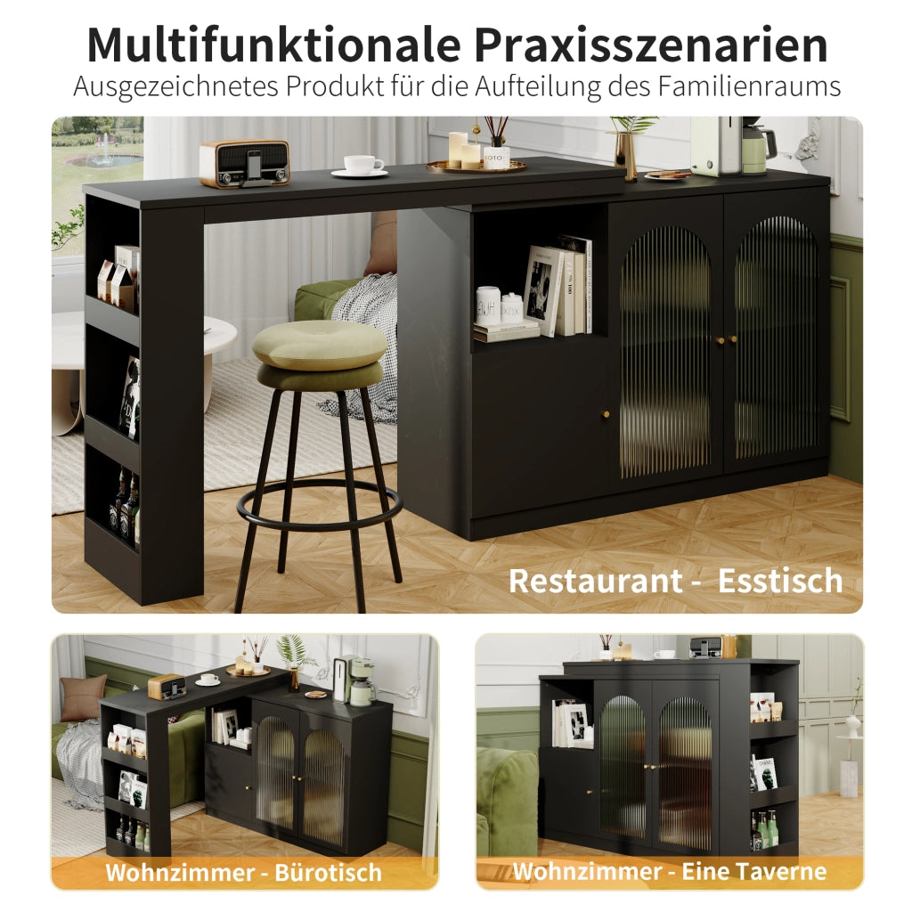 MOBILE BAR Rotante 360° 120x40x97 cm MDF Nero
