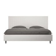 Letto matrimoniale king size con rete imbottito 200x200 similpelle bianco Sunny