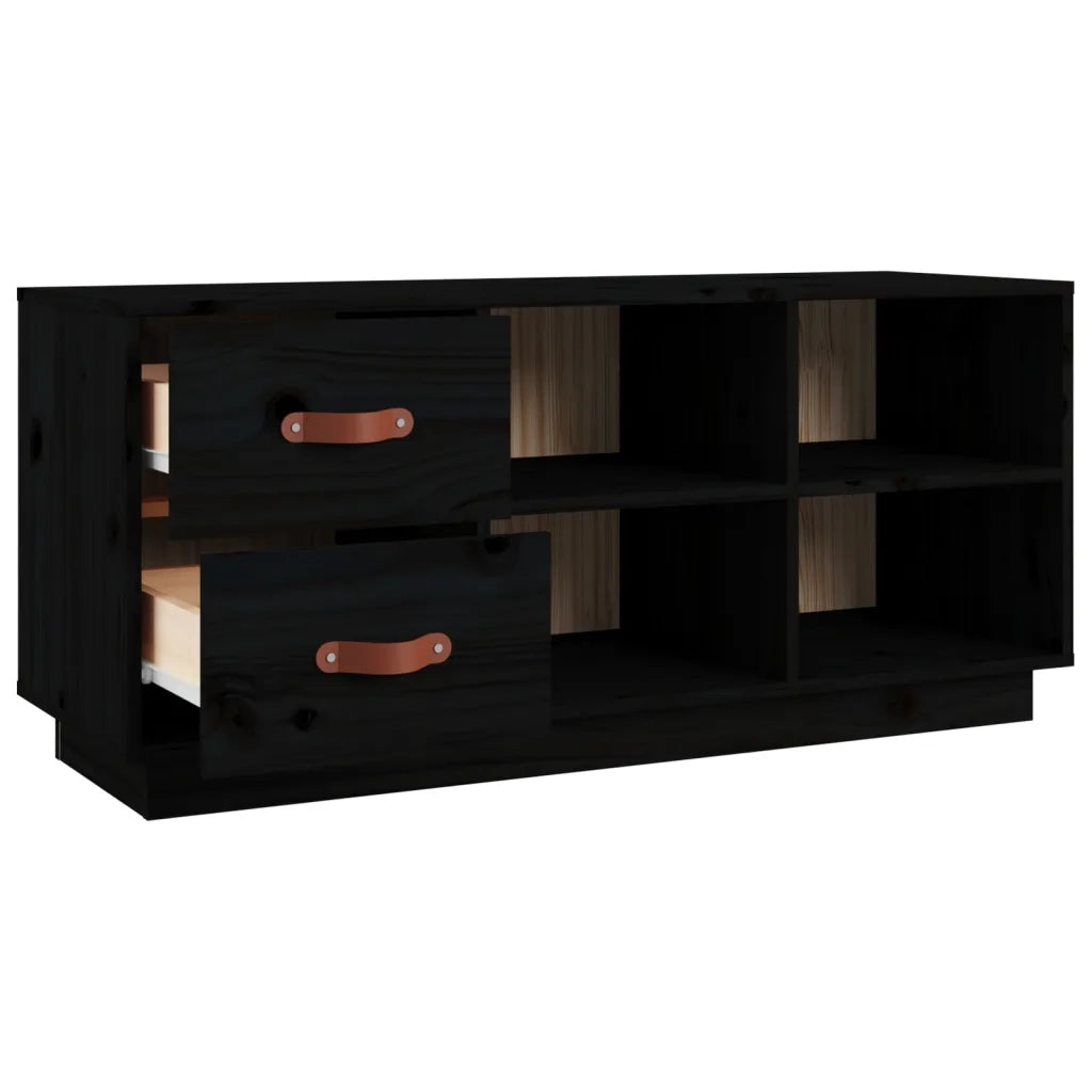 Scarpiera-Scaffale per scarpe Nera 100x34x45 cm in Legno Massello di Pino