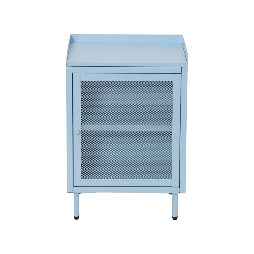 Comodini industriali in metallo, 1 anta, set 2 40x58,5 cm, blu chiaro